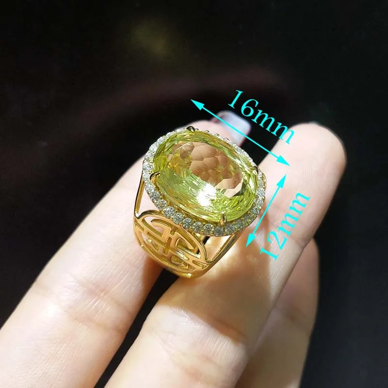 FLZB огромное кольцо натуральный лимонный кварц птичье гнездо огранка ov 12*16 мм