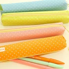 Чехол для карандаша кавайная в горошек Холщовая Сумка для ручек канцелярский чехол офисные школьные принадлежности