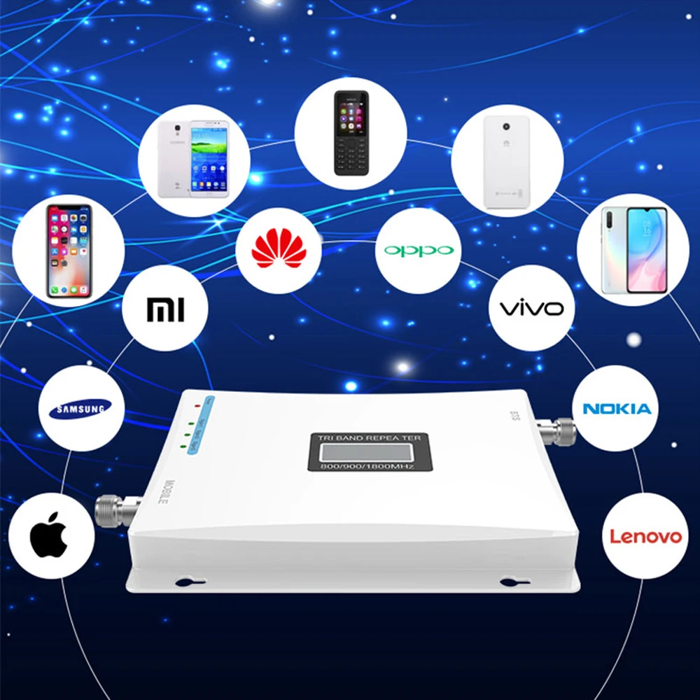 

4G Signal Booster GSM 2G 3G 900 1800 2100 Repeater WCDMA Tri Band Cellular signal booster LTE Cell phone Amplifier