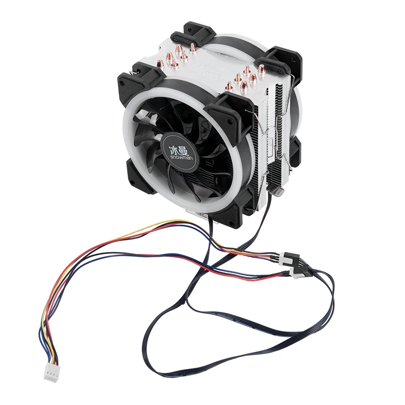 Кулер для процессора SNOWMAN 4 контакта 6 тепловых трубок двойные вентиляторы с