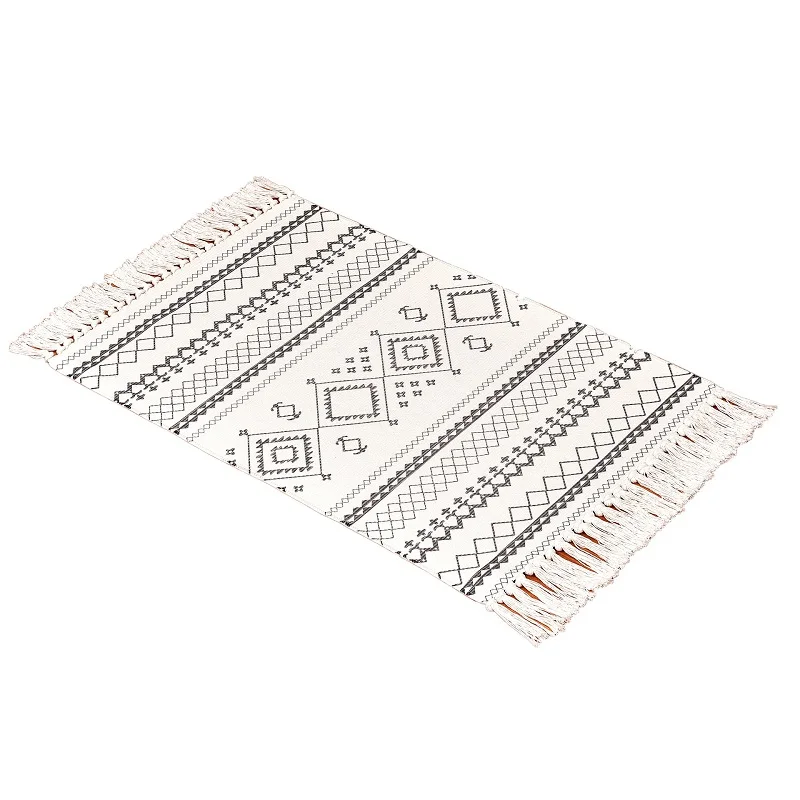 

Винтажные маленькие коврики белого цвета, геометрические коврики для гостиной, гобелен, кухонная дверь, Тканые вручную