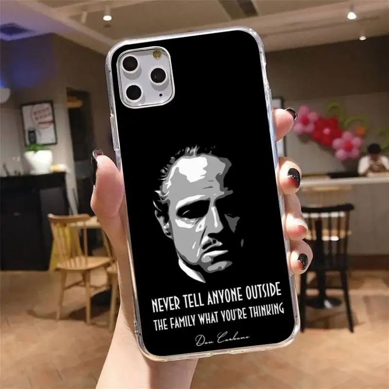 

Colorful Godfather Marlon Brando Phone Case Transparent for iPhone 6 7 8 11 12 s mini pro X XS XR MAX Plus cover funda shell
