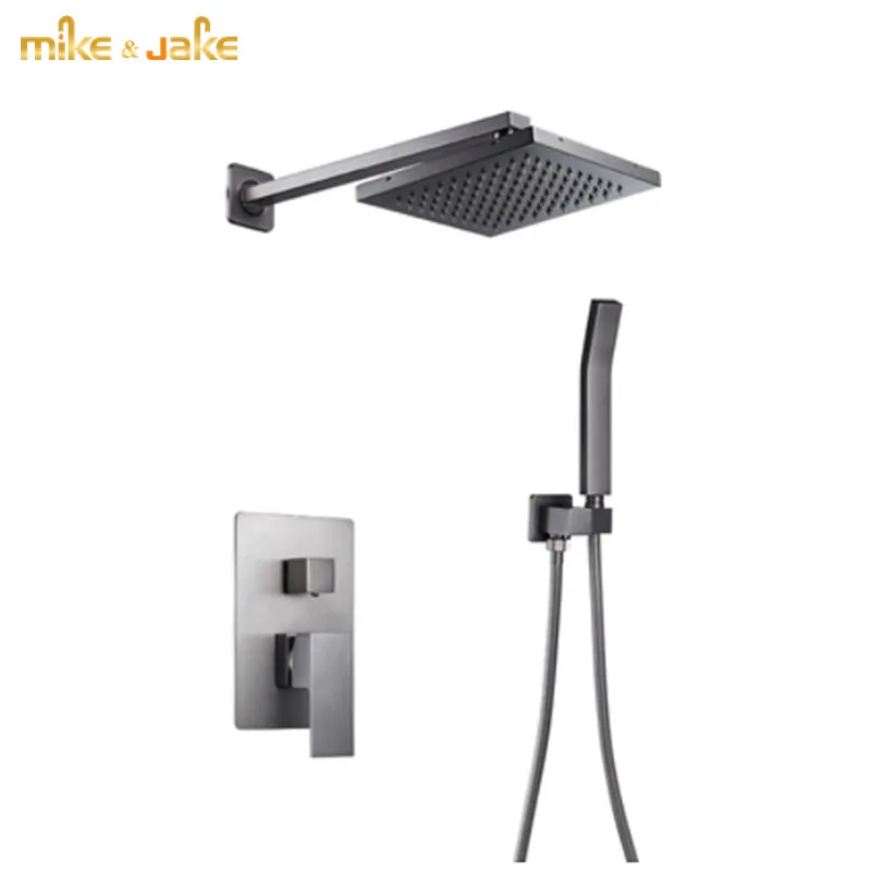 Настенный серый душевой смеситель цвет оружейный для ванной комнаты скрытая