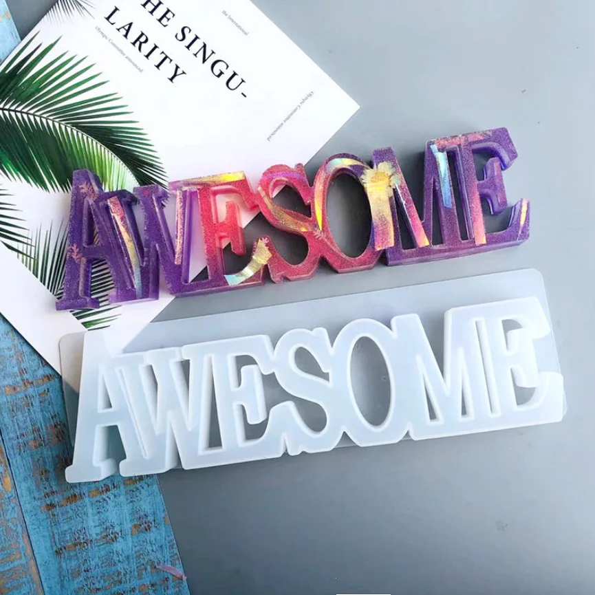 

AWESOME Mirror letter shape epoxy glue silicone mold table soft ceramic plaster ornament decoration