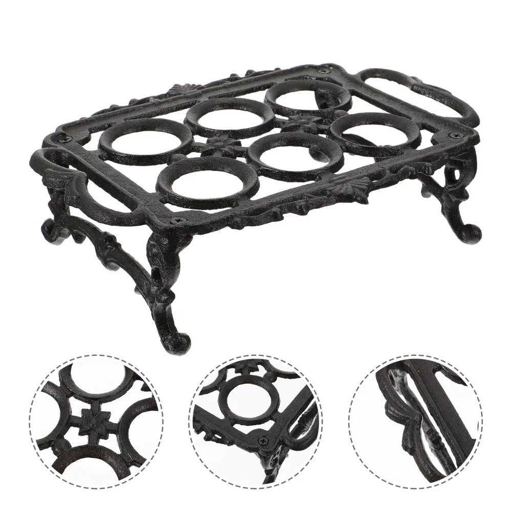 

1PC Practical Cast Iron Egg Storage Rack Iron Art Desktop Egg Holder (Black)