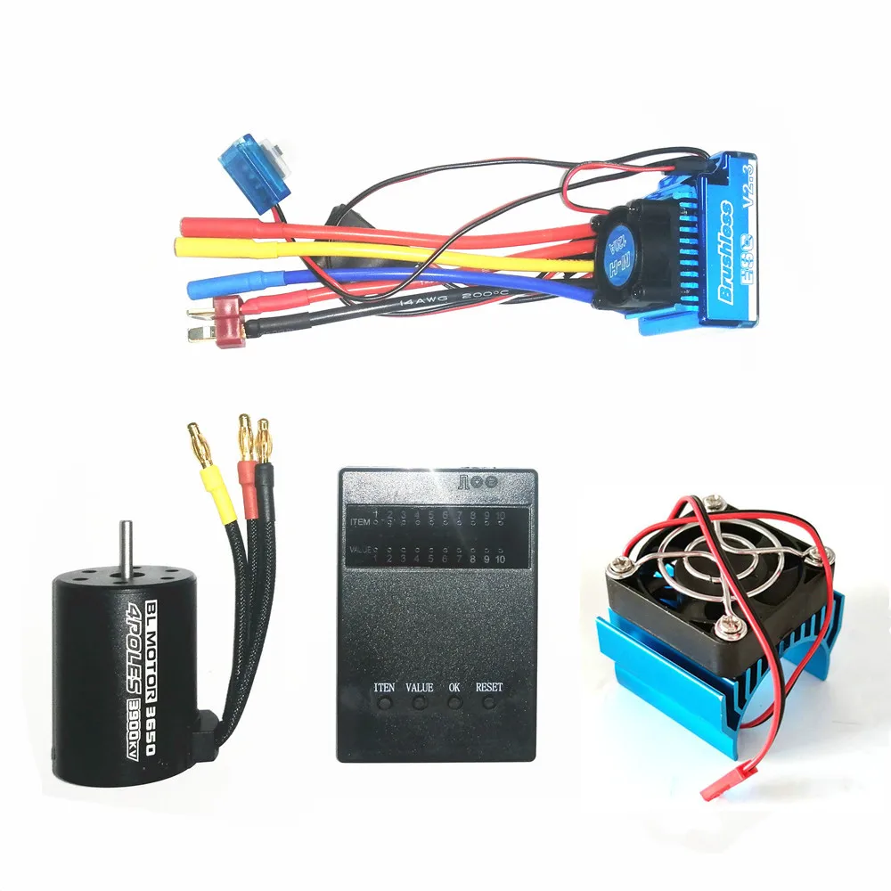 Плата программирования 3650 3900KV Бесколлекторный двигатель и 45A 60A 80A 120A ESC радиатор