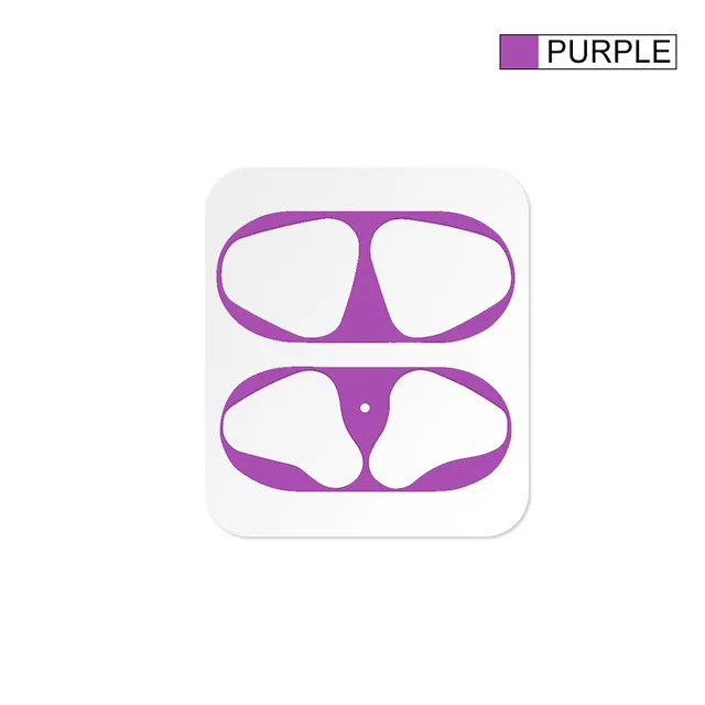 Purple Защита от пыли Твердый чехол для наушников Легкая установка Пылезащитная практичная Защитная Наклейка металлическая прочная для AirPods 1 - Цвет: Purple