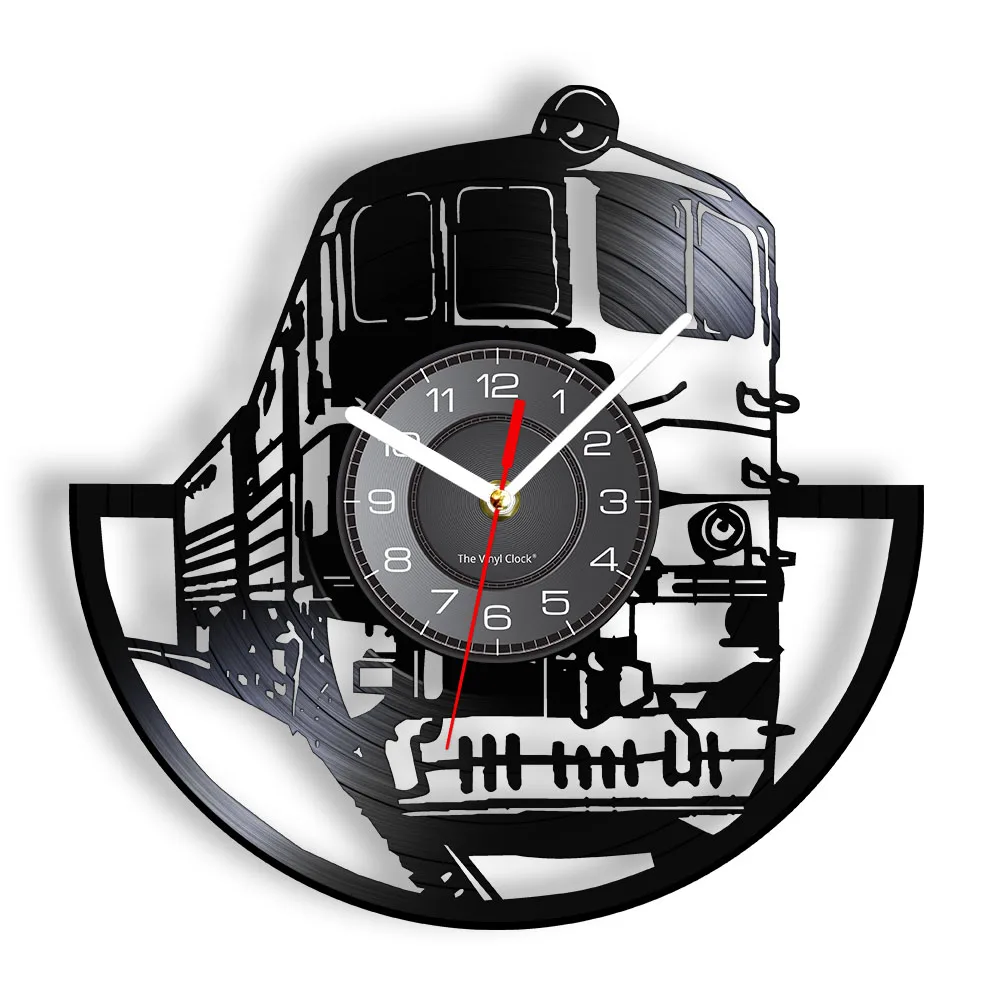 Train Station Artwork Vinyl Record Wall Clock Railway Return Home Travel Decor Vinyl CD Crafts Silent Clock Hanging Timepieces