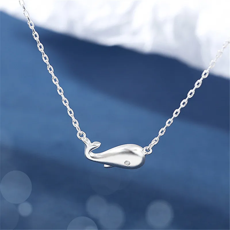 

VENTFILLE 925 Sterling Silver Korean Version of Popular Dolphin Necklace Female Fashion Party Small Whale Clavicle Chain