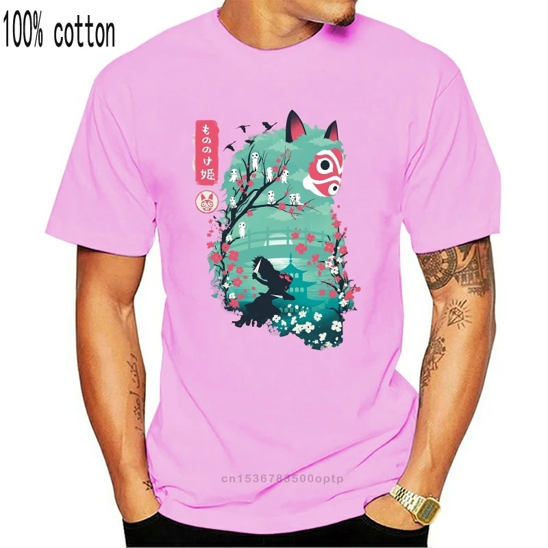 

New Princess Mononoke T Shirt Swordsman Wolfs Manga Tshirts For Men Japanese Cartoon Casual EU Size Digital Print Tee Shirt