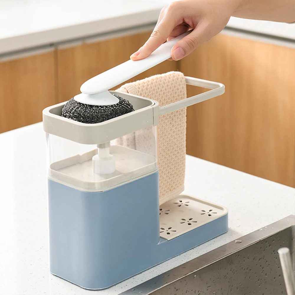 

Kitchen Soap Dispenser Wipe Rack holder Towel Hanger Drain Storage Box Kitchen Orgnizer Dishwashing Liquid Press Outlet Box