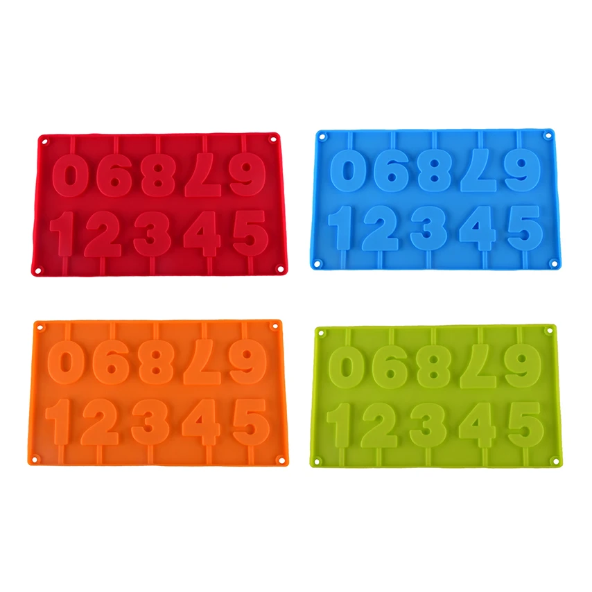

0-9 Numbers Shape Lollipop Silicone Mold 3D Hand Made Pop Sucker Sticks Chocolate Lollipop Mold with Sticks Party Decoration