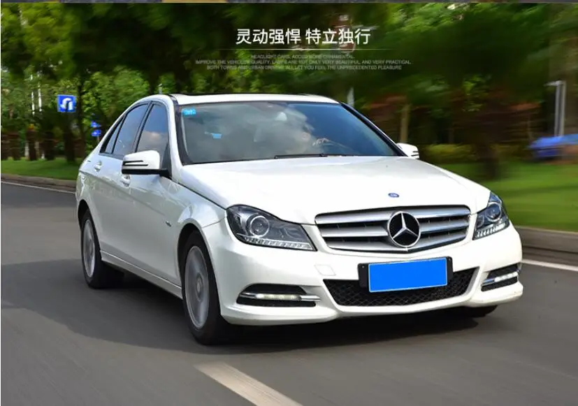 2 шт. 2011~ 2013 год автомобильный бупмер головной свет для Mercedes W204 фар C180 C200 C260 светодиодный DRL HID ксенон, противотуманная фара для Benz W204