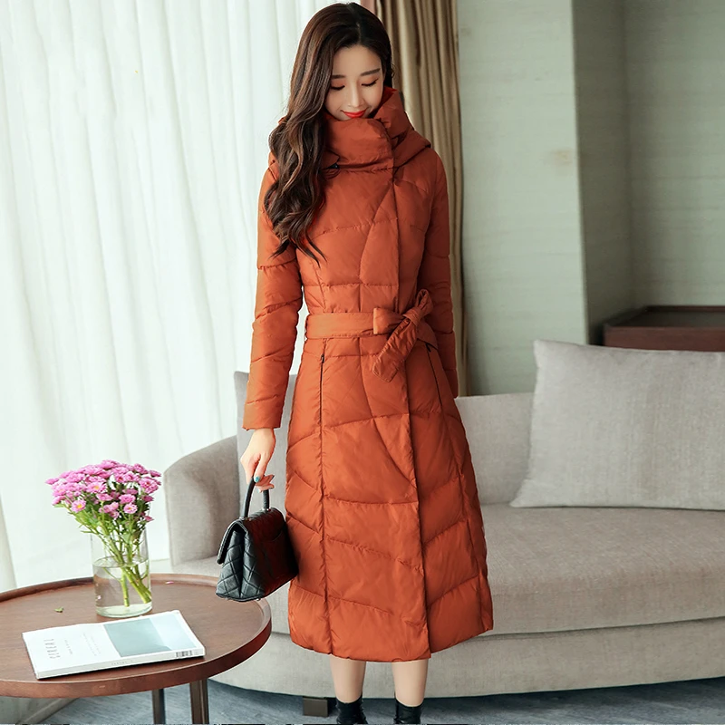 Зимняя куртка женское пуховое пальто женская толстая теплая на 90% белом утином