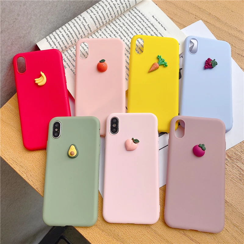 Силиконовый чехол для телефона iphone X XR XS 11 Pro MAX 6S 7 8 Plus для samsung S10 S9 S8 Note 10 9 8 мягкий чехол милый 3D фрукты
