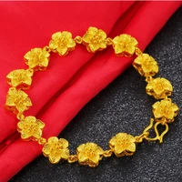 hi romantic women rose flower bracelet female 24k gold hand chain party friend birthday gift girl fine jewelry womens wedding