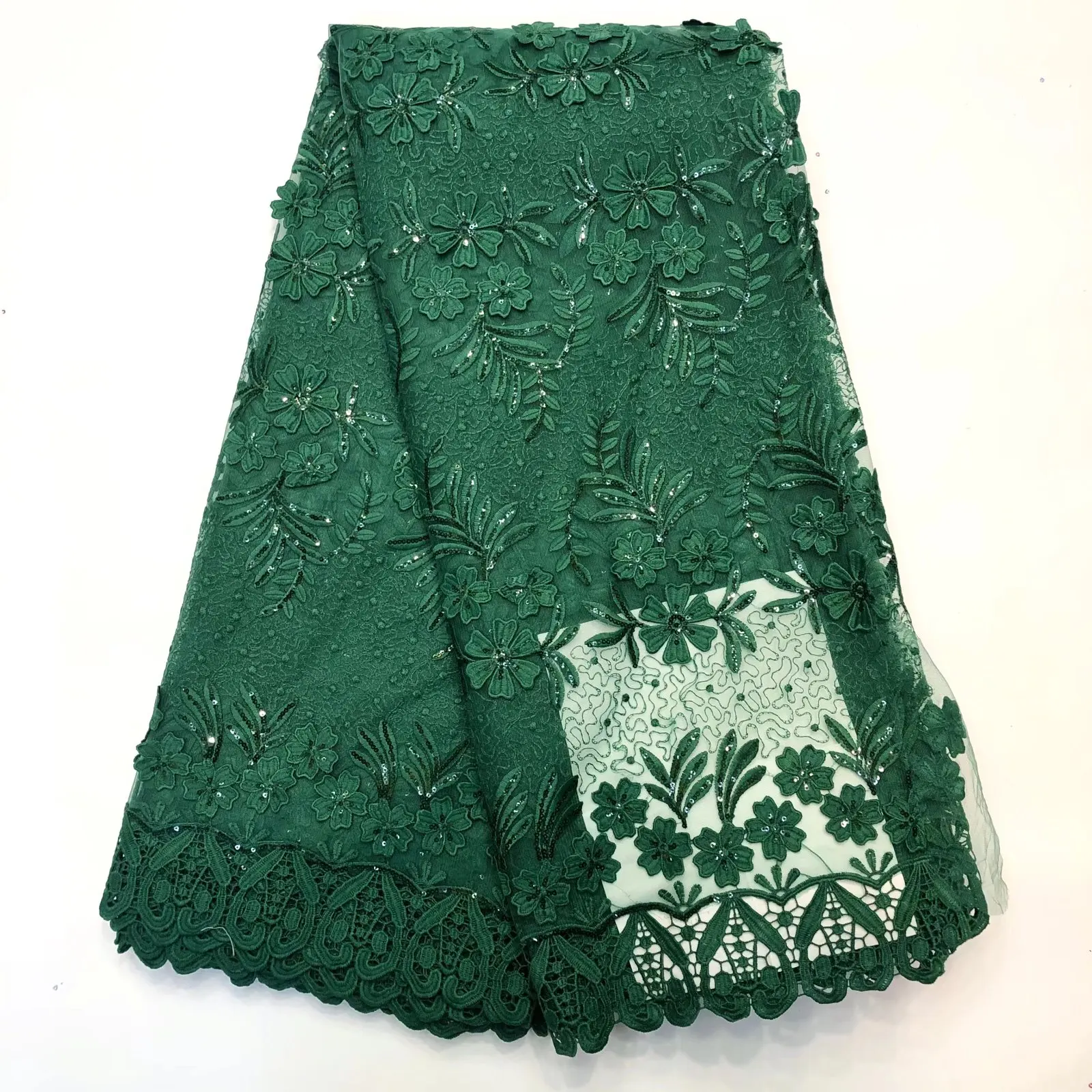 

Кружевная ткань JNP, 3D Трехмерная вышивка, тюль с блестками, нигерийское качество, 5 ярдов, элегантное для шитья платья