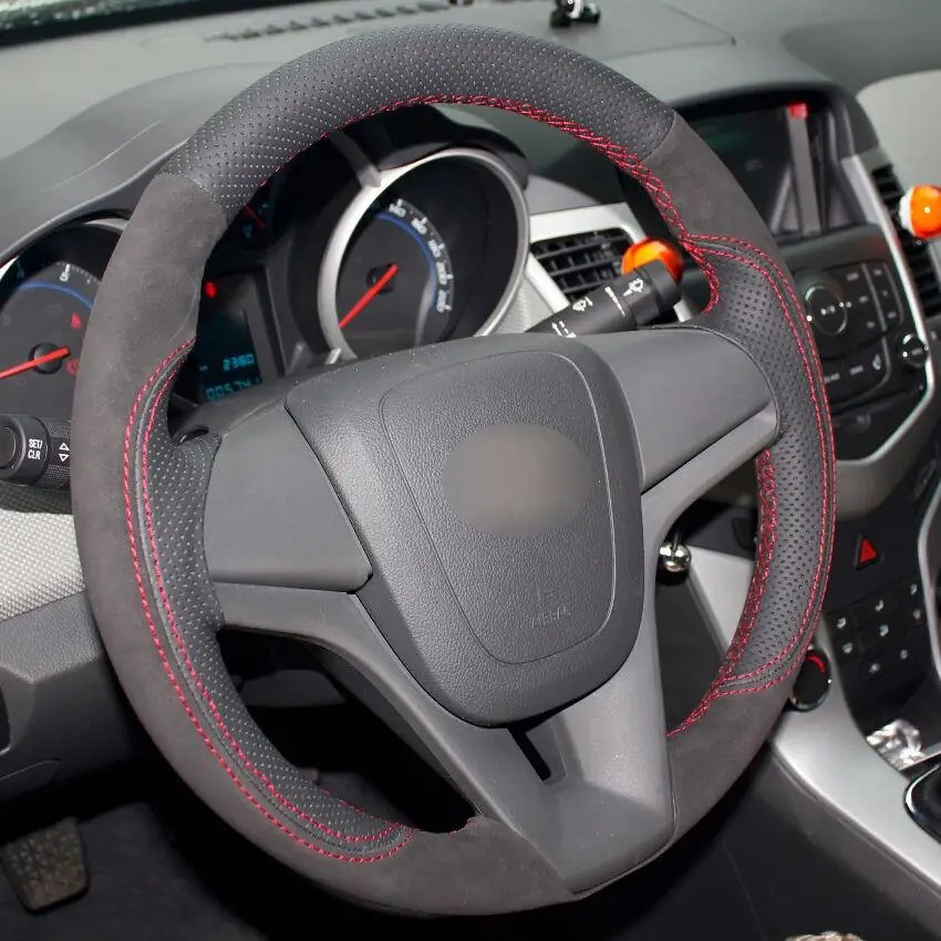 

Оплетка на руль для Chevrolet Cruze, натуральная кожа, черная замша, ручная работа