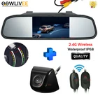 Умная автомобильная система OOWLIVEE, для ПЗС-камер, беспроводная, с HD-монитором, зеркало заднего вида, система подсветки, парковочный набор