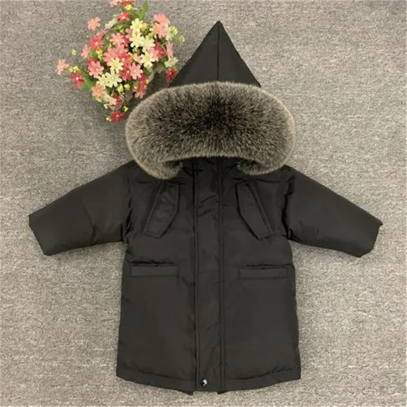 

Children's Winter Down Jacket Natural Fur Kids Inner Fleece Super Warm Outerwear For Baby Boys Girls 2-10 Y Snow Coat Dwq549