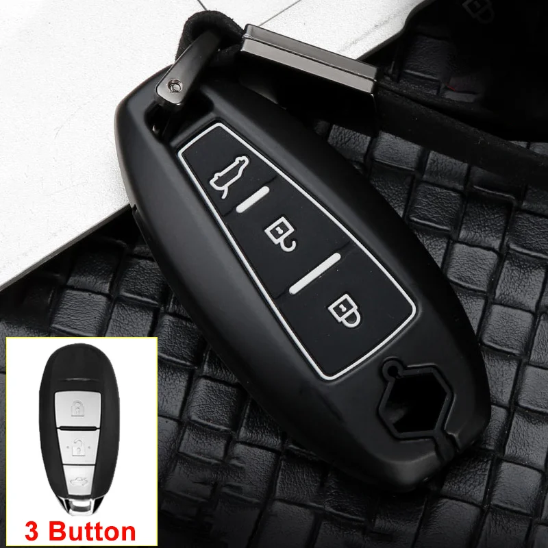3 Button Black White Цинковый сплав+ силиконовый автомобильный чехол для дистанционного ключа от машины чехол для Suzuki Vitara Ignis Kizashi SX4 Baleno Ertiga Swift Liana S-Cross Samurai - Название цвета: 3 Button Black White