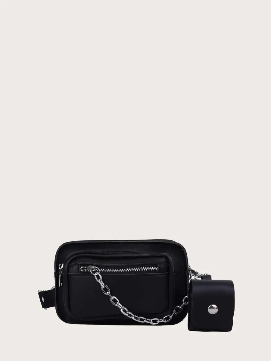 Chain Decor Crossbody Bag With Purse
