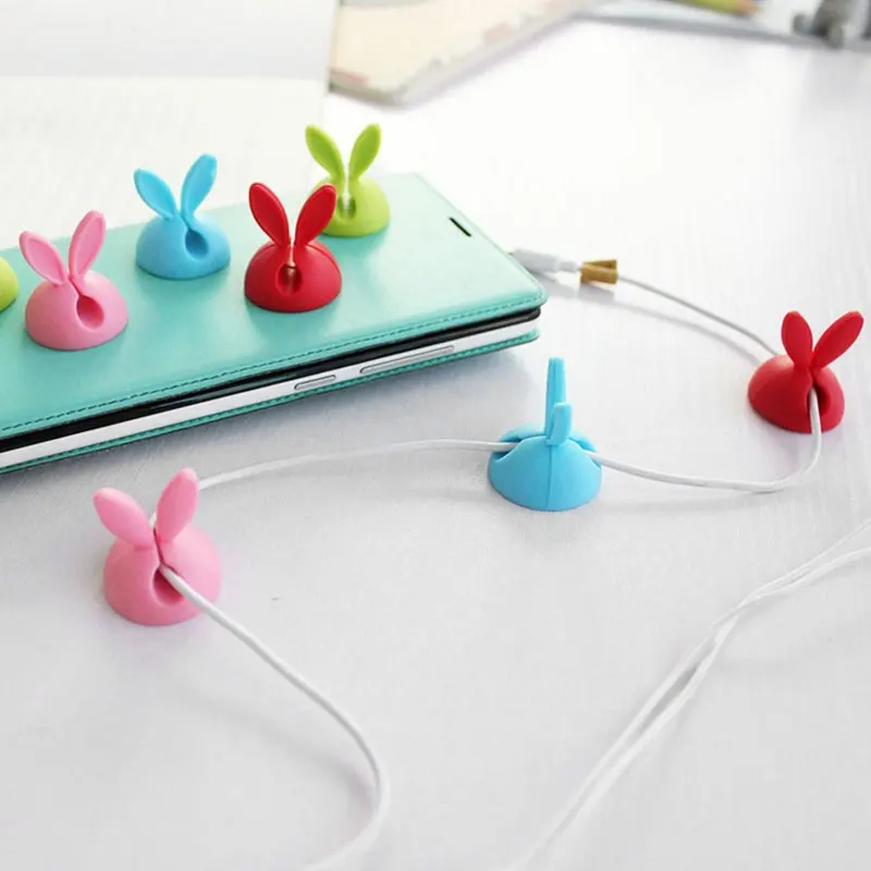 4 шт./компл. Одноцветный Настольный набор ярких цветов с милым Кроликом зажим для