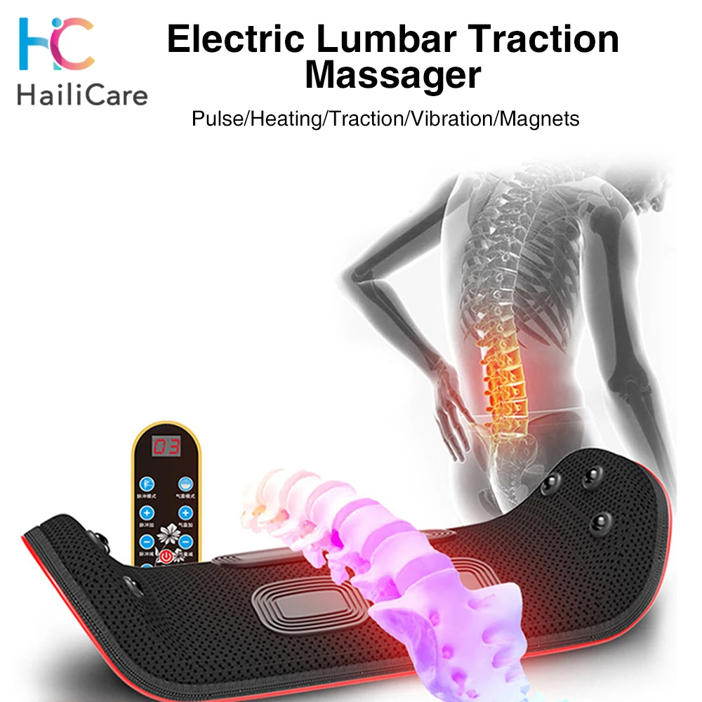 

Waist Back Massager Back Pain Reliever Lumbar Traction Device Spine Support Waist Relieve Fatigue Hot Compress Health Care