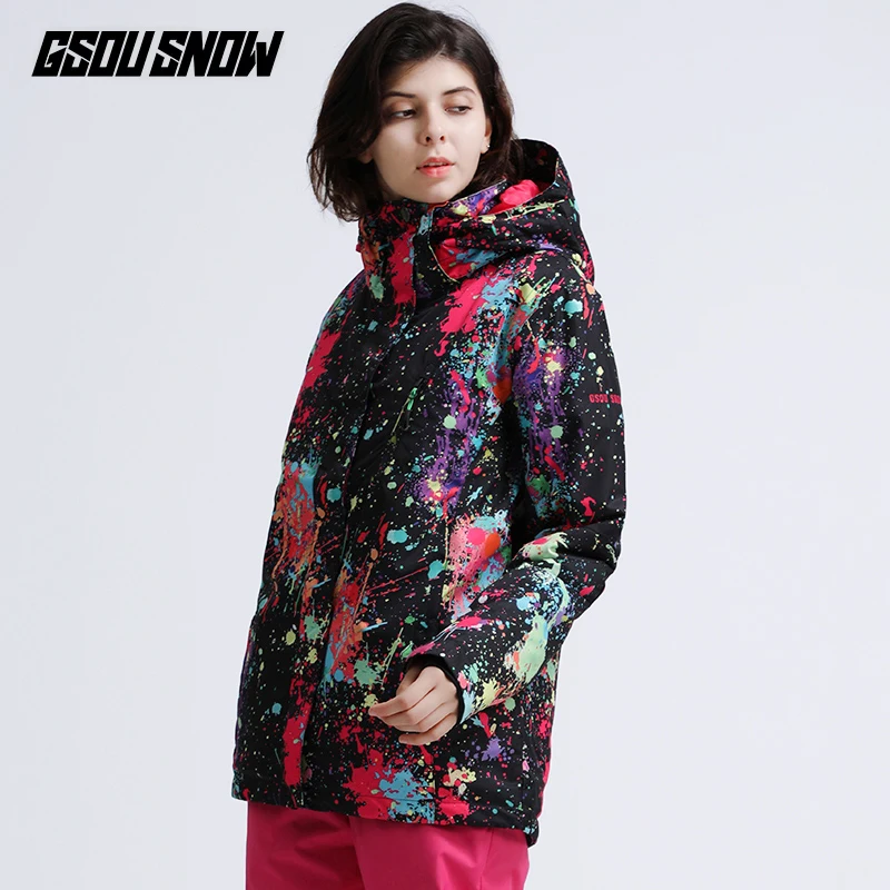 Новые красочные лыжный костюм женский сноуборд куртка лыжная женщины Gsou ЗИМНИХ