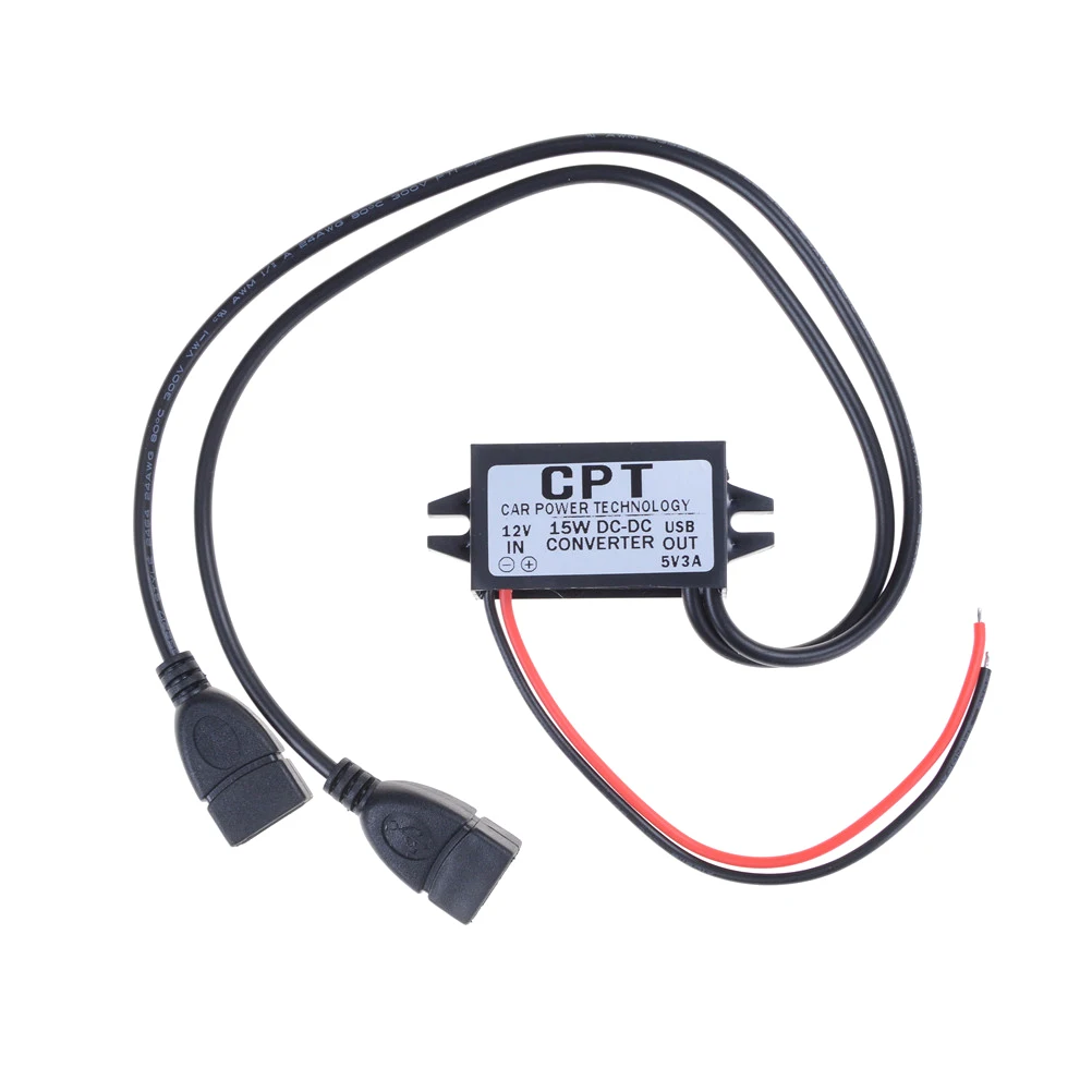 

DC DC Converter 12V To 5V 3A Dual USB Output Jack Car Power Regulator Voltage Step Down Module Power Supply