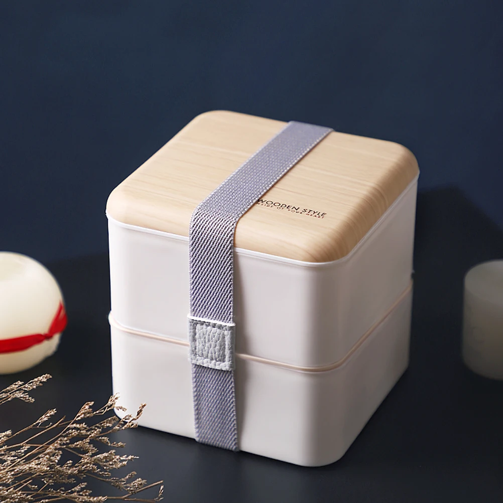 Двухслойный квадратный деревянный Ланч бокс для микроволновой печи|Коробки