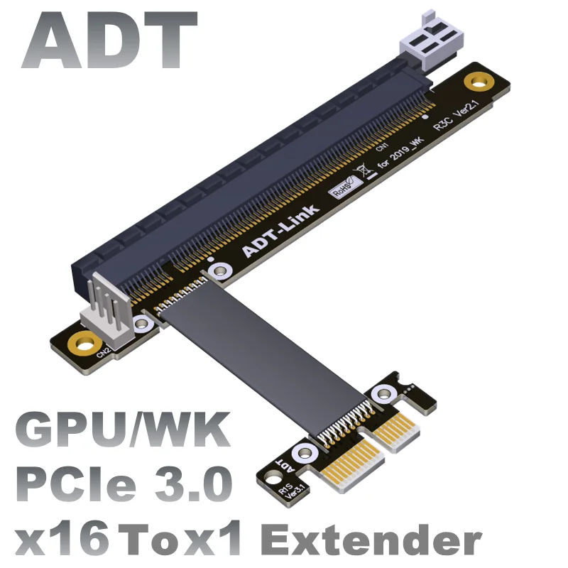 

Кабель-удлинитель для графической карты ADT R13SC-WK PCIe x1 на x16 GPU, PCI-E PCI Express 3,0 1x на 16x для майнинга BTC, карта N