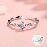 ring womens adjustable gift crystal stone ladies elegant jewelry silver color plated