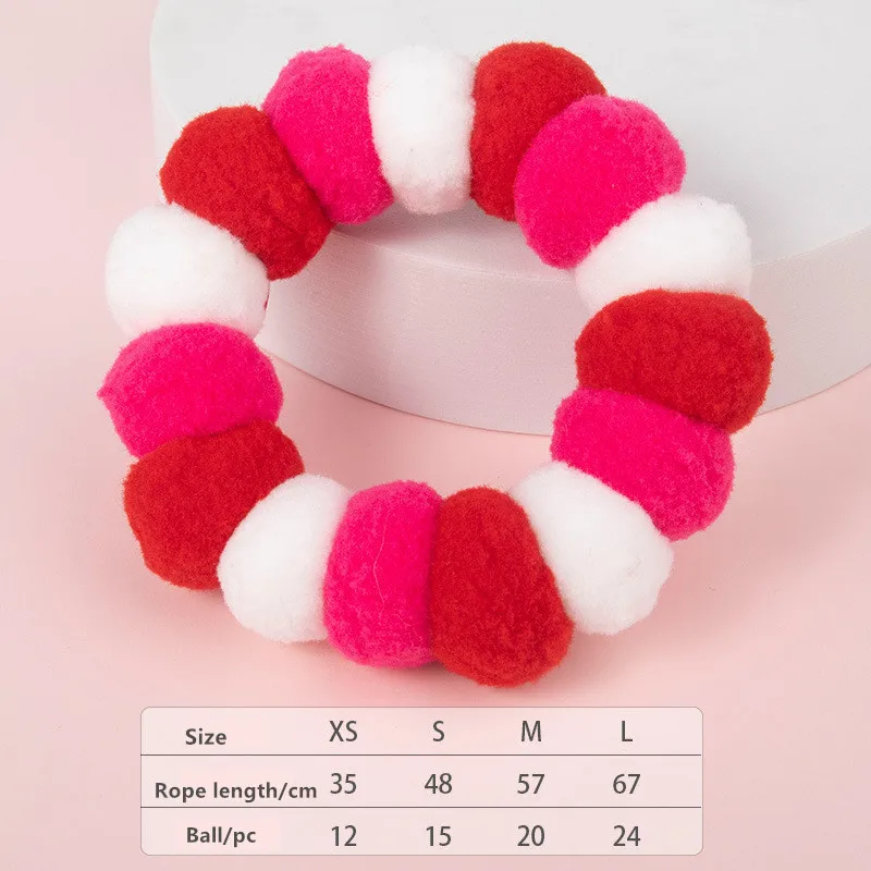 

Cute Pet Rainbow Fur Ball Collar Cat and Dog Collar Christmas Necklace Pet Photo Decoration Props Teddy Collar Pet Accessories
