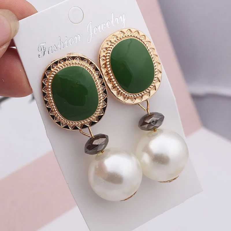 ES1133 новые европейские модная Большая Жемчужина Висячие серьги крупные