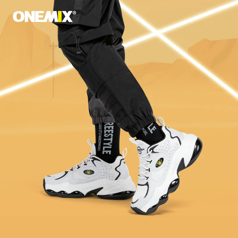 

Мужские кроссовки для бега ONEMIX, дышащая массивная Вулканизированная платформа, на воздушной подушке, спортивная обувь для баскетбола, весн...