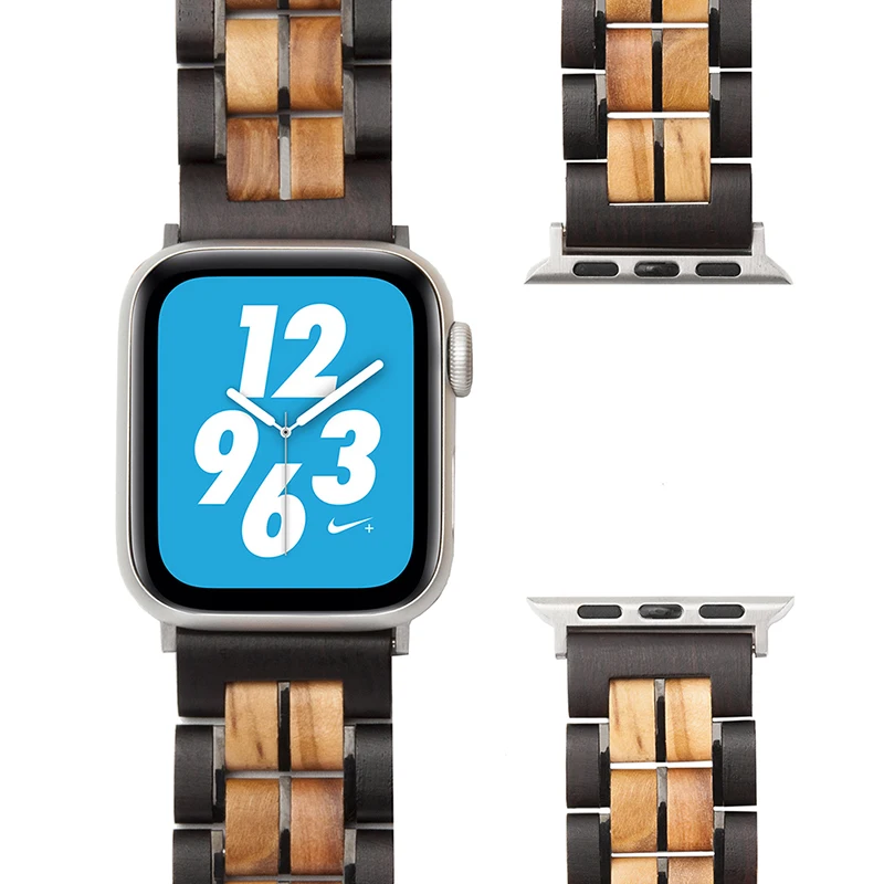 Сменный деревянный ремешок для часов Apple Watch 4 Band Series 1/2/3/4 браслет из нержавеющей