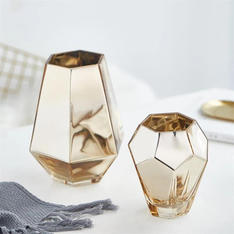 

Nordic Geometric Vase Desktop Glass Hydroponics Flowerpot Home Entrance Study Hallway Flower Jardiniere Wedding Mesa Decor Vases