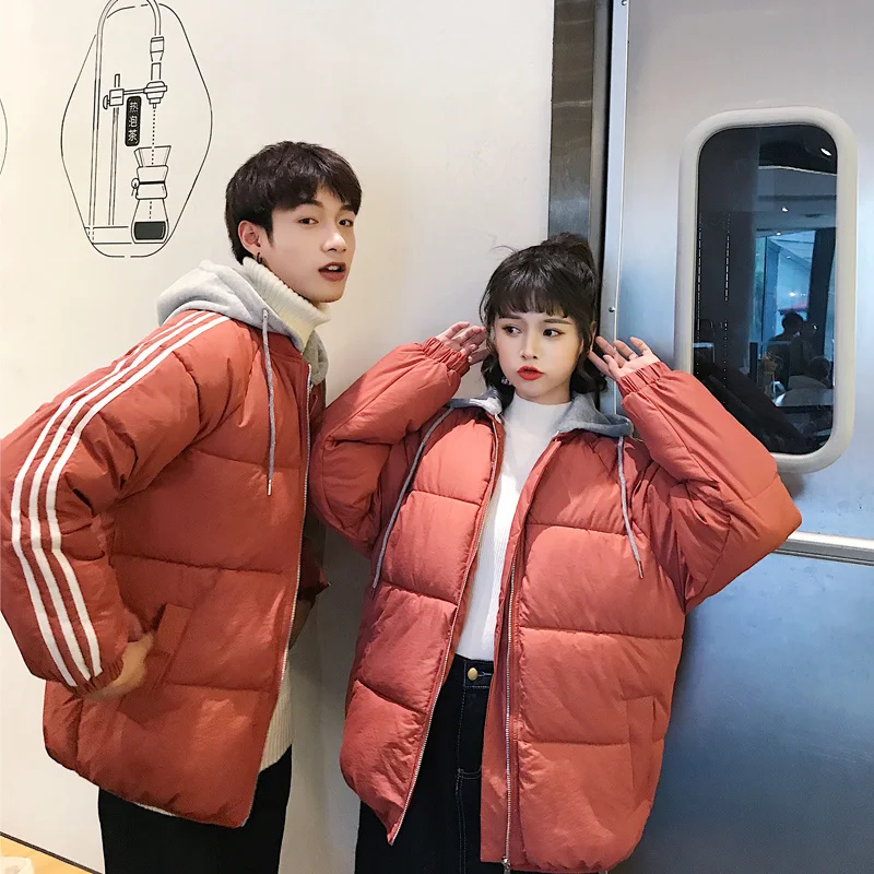 Liketkit мужские и женские зимние куртки 2019 повседневные свободные пальто в полоску