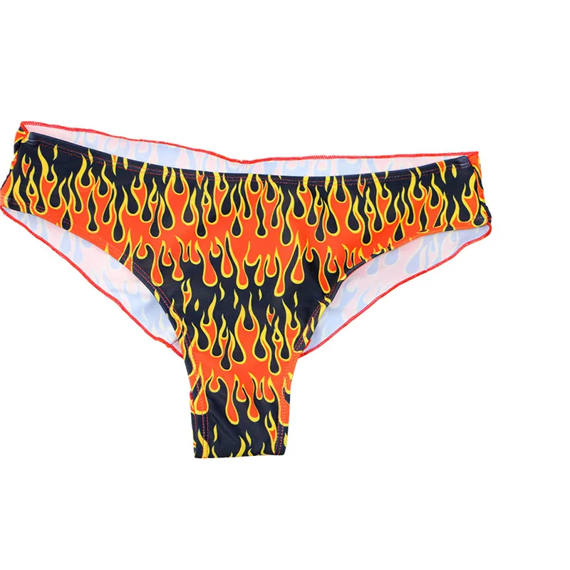 Женские пикантные пламени печатных комплект с бикини на бретелях завязками