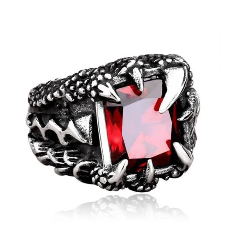 Властная в стиле ретро В китайском Стиль коготь дракона кольцо из нержавеющей