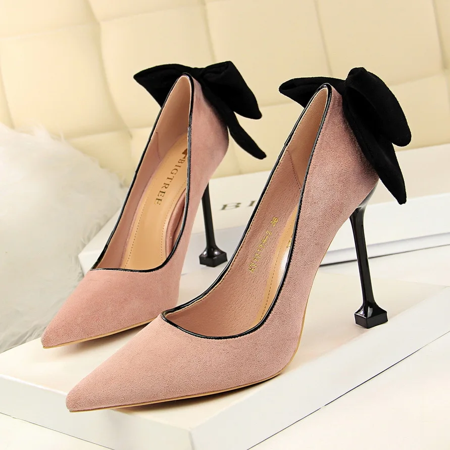 

New High Heels Butterfly-knot Green Shoes For Women Ladies Pumps Moccasin Bigtree Shoes Luxury Shoes Women Designers