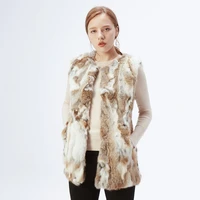 ethel anderson women real rabbit fur vest genuine fur coats for laides fur vest gilet long style coat outwear gilet