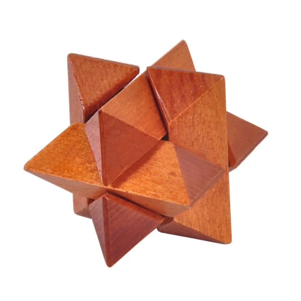 

6Pcs/Set Beech 3D Handmade Vintage Ming Lock Luban Lock Wooden Toys Adults Puzzle Children Educational Toys Adult Christmas Gift