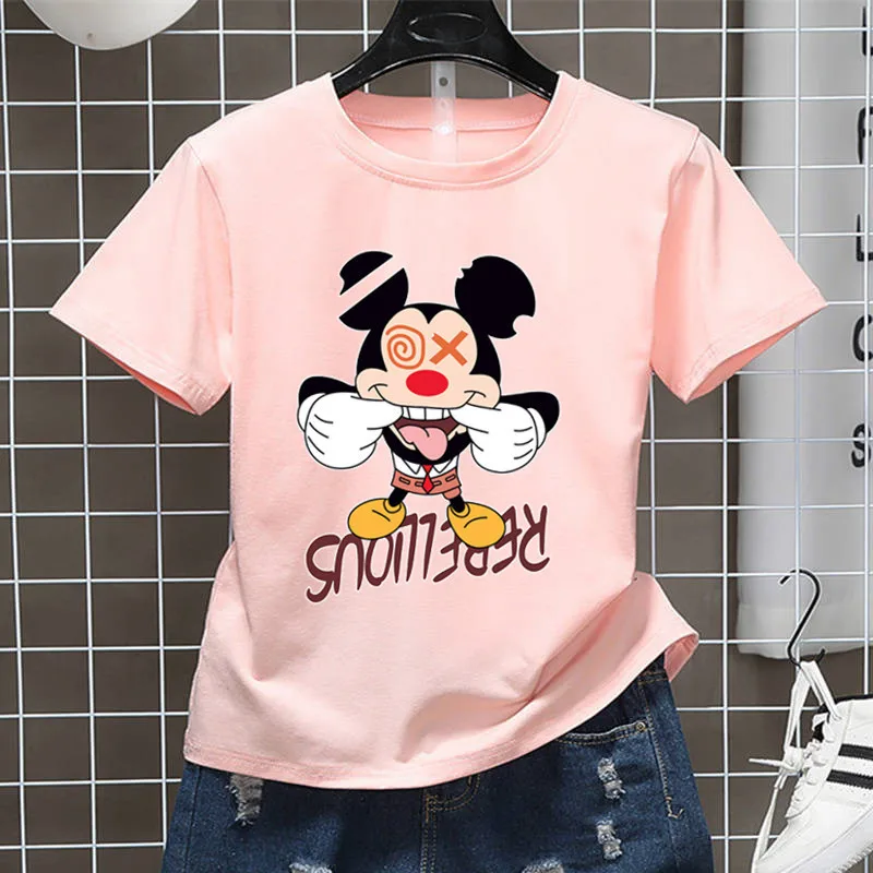 

Disney Cattoon2020 Микки Мышь принтом костюм из футболки с короткими рукавами, женская футболка с коротким рукавом, рубашка для девушек, Koreanclothes руба...