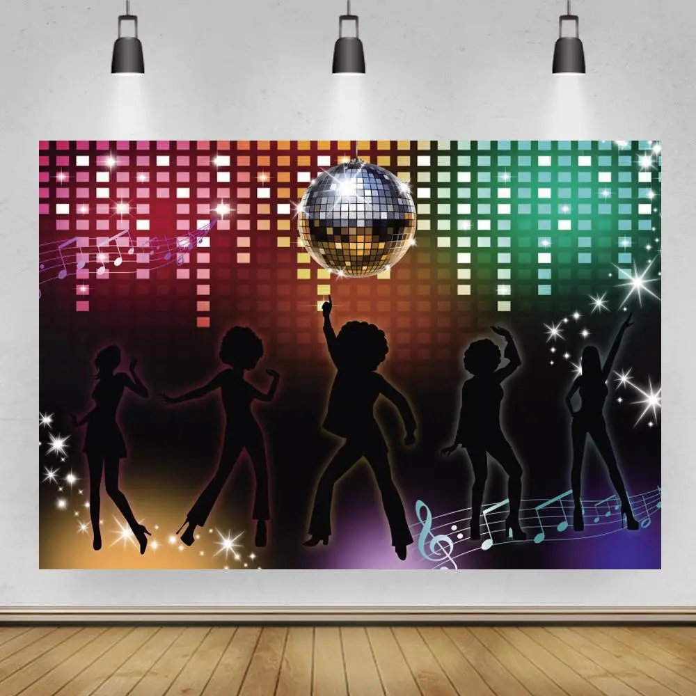 Клуб диско вечерние фон неоновые Ретро Стиль Let's Dance 80 х годов для фотосъемки с