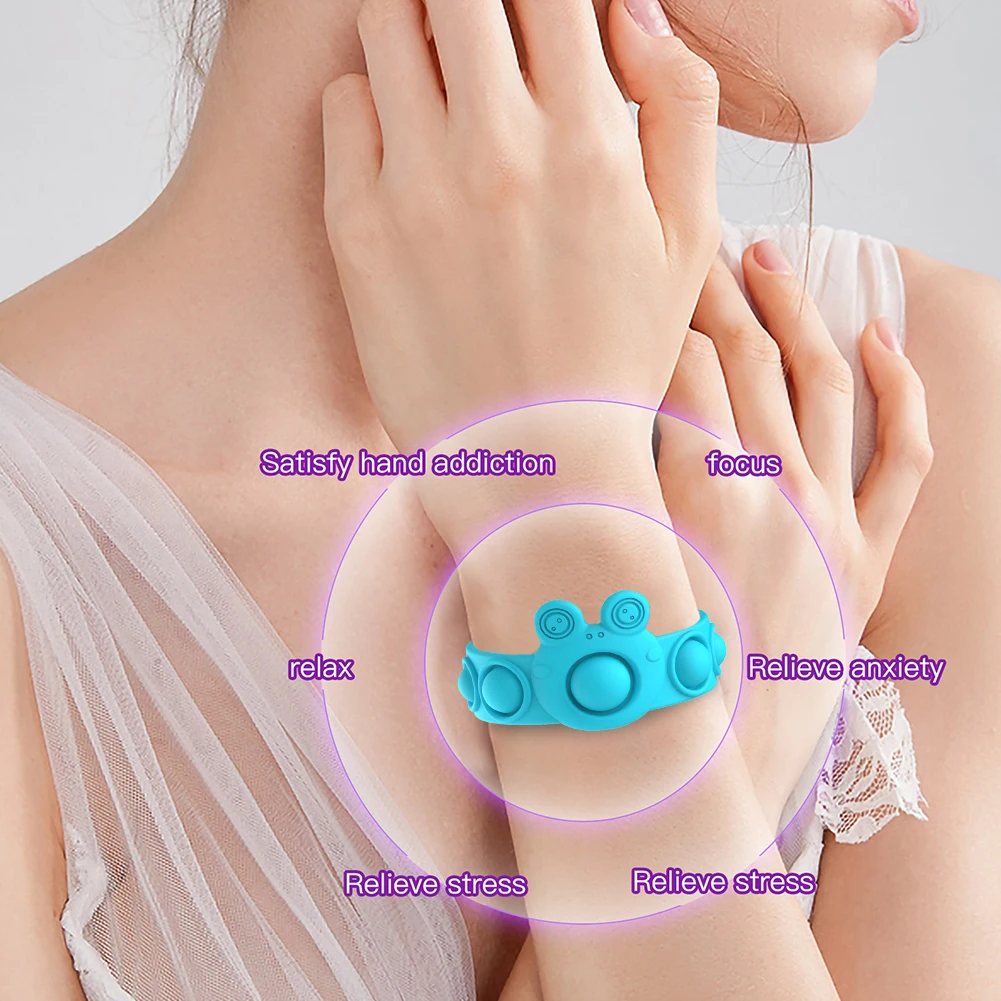 Juguetes de burbujas de empuje para ni&ntilde;os, pulsera con hoyuelos suaves, juguete sensorial de descompresi&oacute;n, antiestr&eacute;s, relajante, juguete para regalo-1