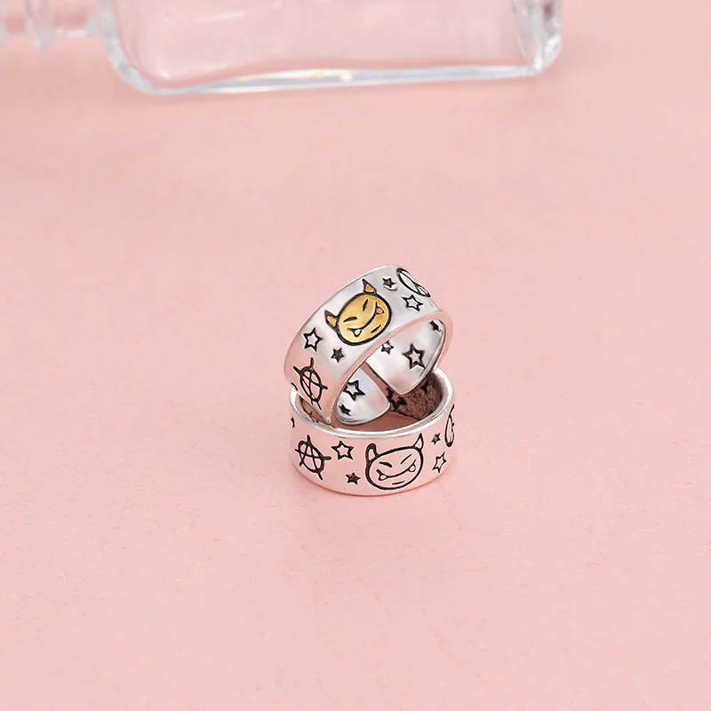 

Cool Demon Star Adjustable Halloween Rings for Women Vintage Grunge Hippie Fashion Open Finger Ring Woman Y2k Unique Jewelry New