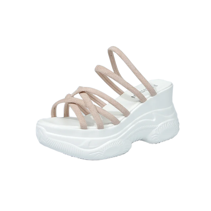 Крест флис сандалии Повседневные тапочки на плоской платформе Дамская обувь