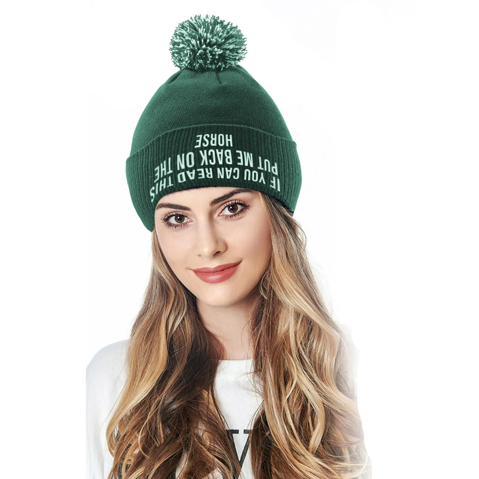 

Womens Fashion Solid Color Knitted Beanies Hat Winter Warm No Eaves Hairball Knitted Hat Ear Protection Woolen Hat